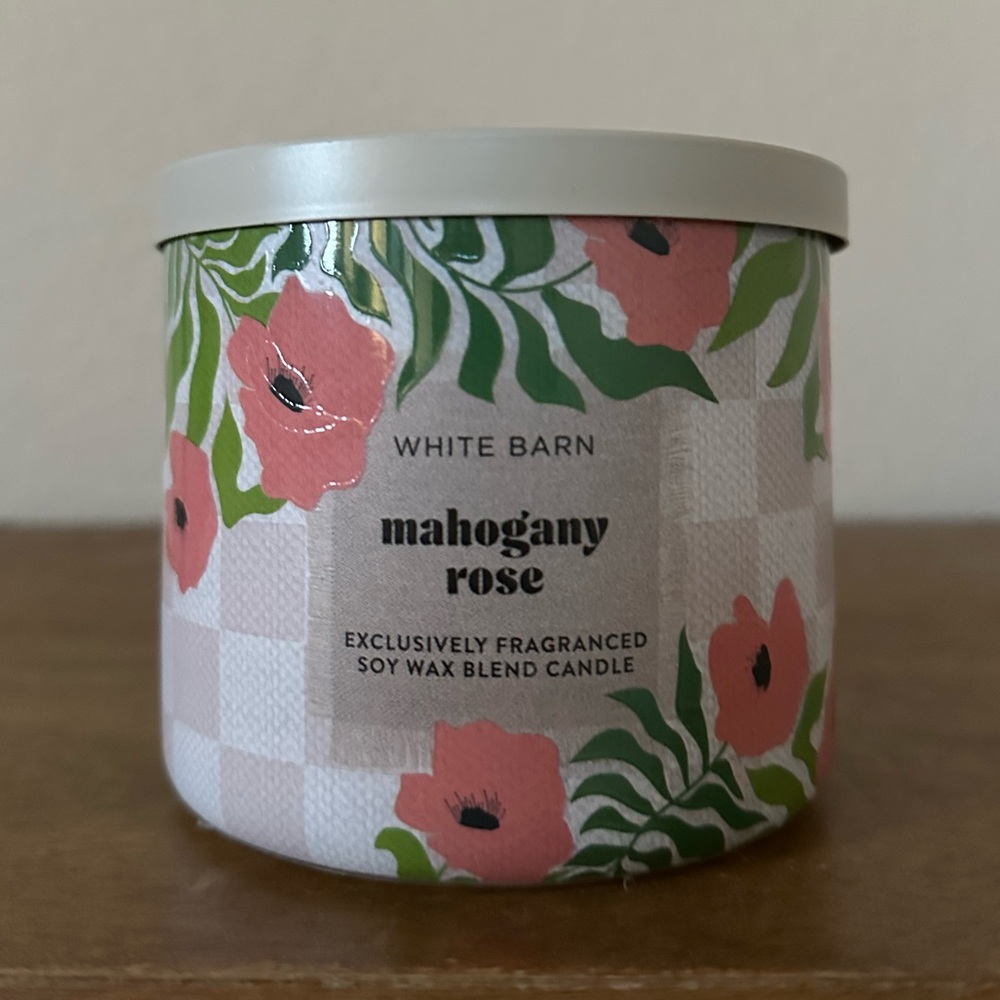 NEW bath and body works MAHOGANY ROSE 3 wick candle NEW - Picture 1 of 3